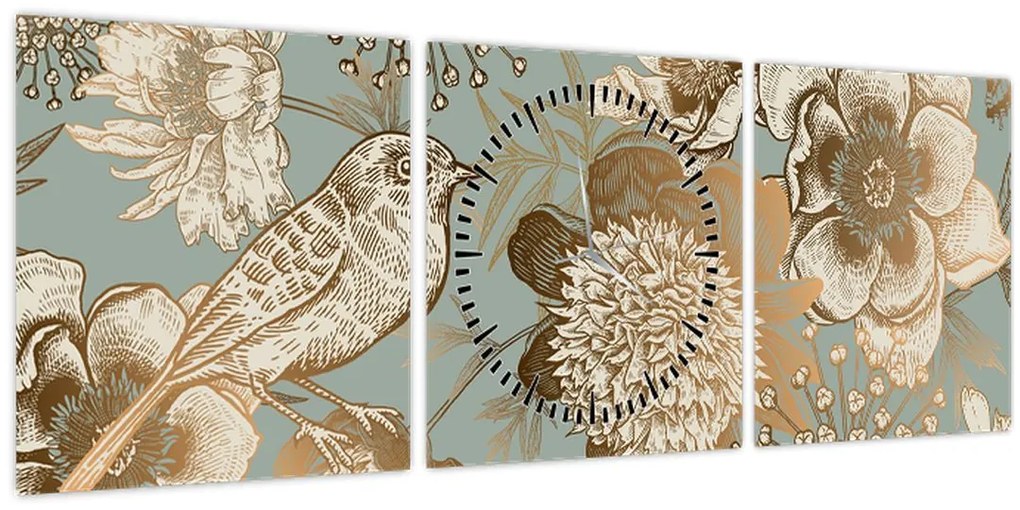 Kép - Kert egy madárral (órával) (90x30 cm)