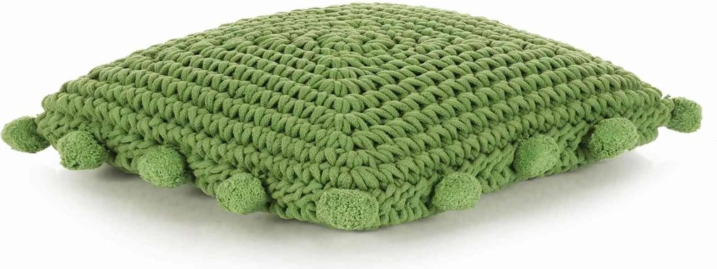 vidaXL Takaró Párna Kosárfonás párnával Zöld 50 x 50 cm Pamut