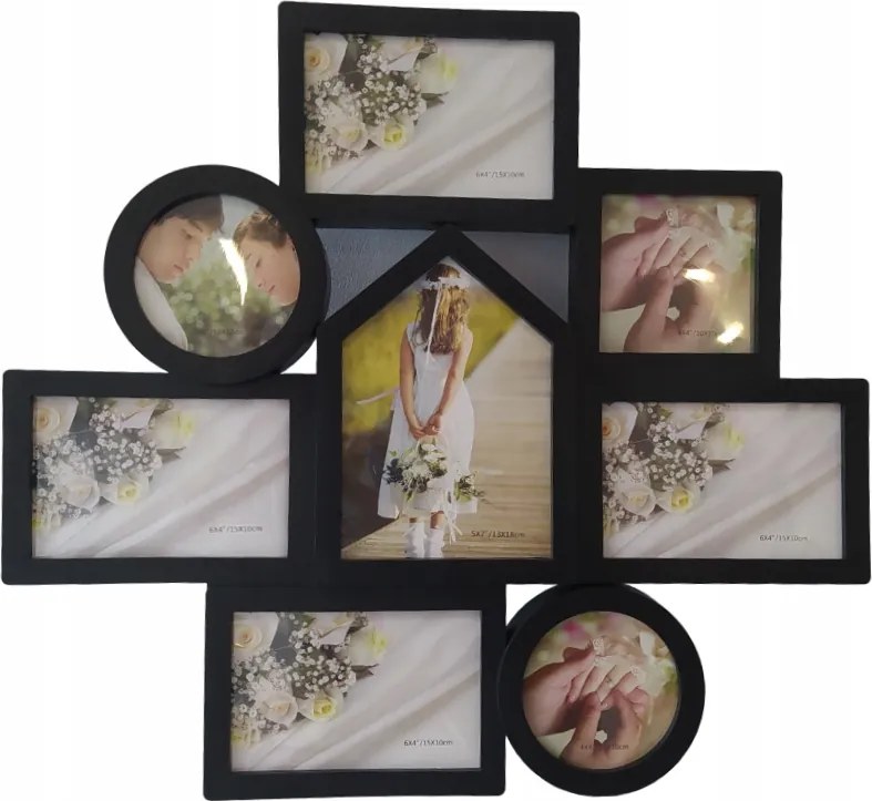 Multi képkeret 8 képhez, fekete