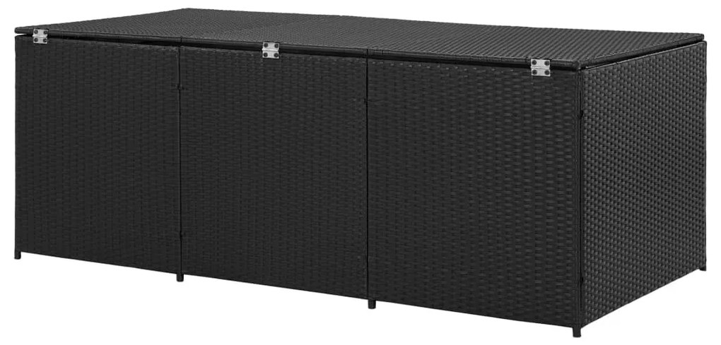 Fekete polyrattan kerti tárolóláda 180 x 90 x 70 cm