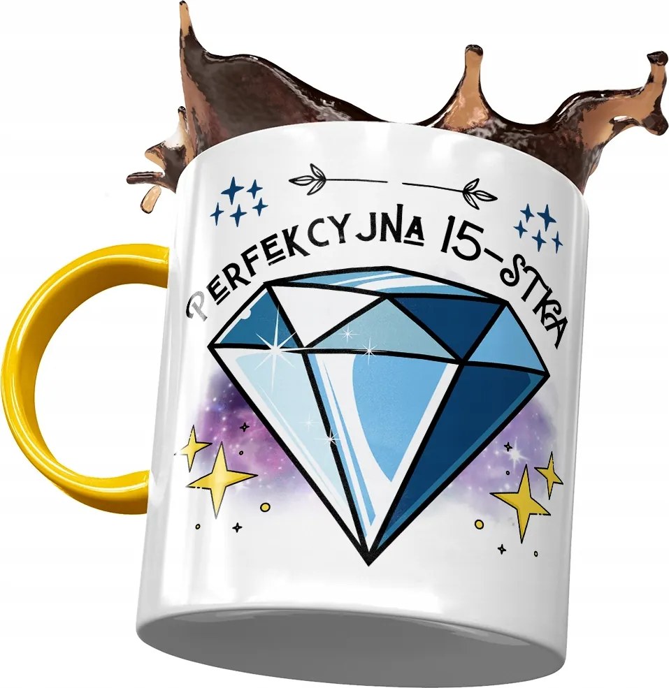 Sárga Bögre Születésnapra 15 15. 15. Ajándék Nyomtatott Fotóval