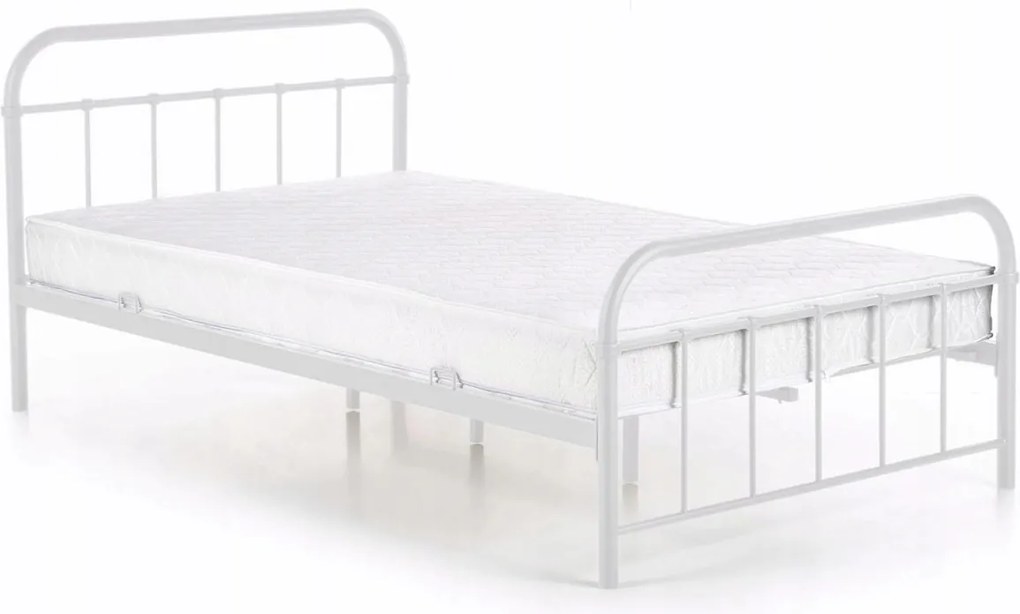 Fém ágy 120x200 cm méretben, fehér színben PABLO