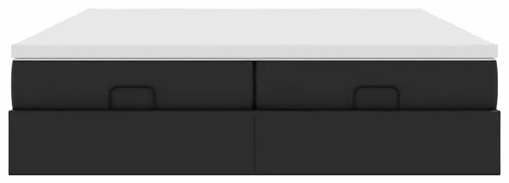 Ottomán ágykeret matracokkal Fekete 200x200cm műbőr