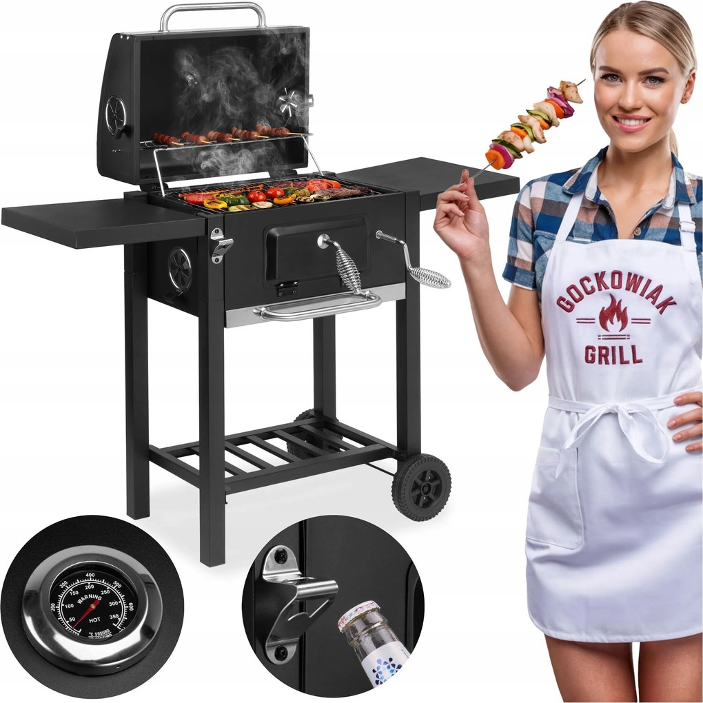 Carbon faszenes kerti grill, fekete