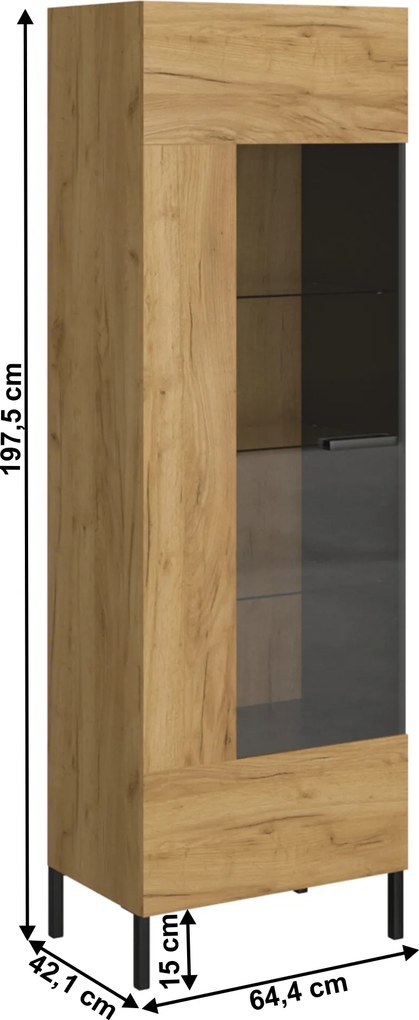 Vitrin 1W, craft tölgy arany/antracit, SANTANA