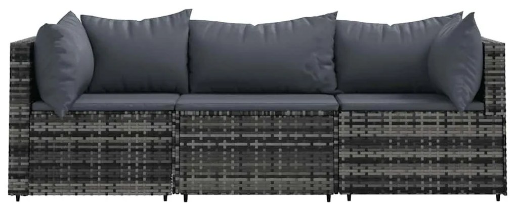 3 részes szürke polyrattan kerti ülőgarnitúra párnákkal