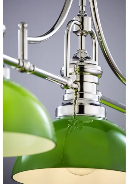 Jupiter 2072 - PLATINO rúdon szerelt csillár 3xE27/15W/230V zöld/fényes króm