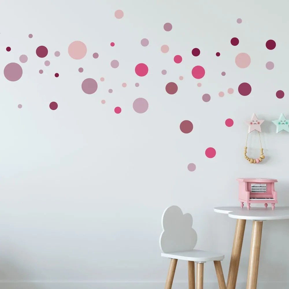Round Stickers 100 db-os rózsaszín falmatrica szett - Ambiance