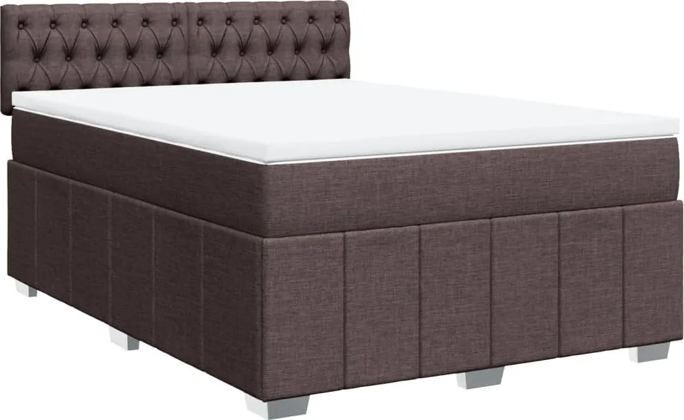vidaXL sötétbarna szövet rugós ágy matraccal 160 x 200 cm