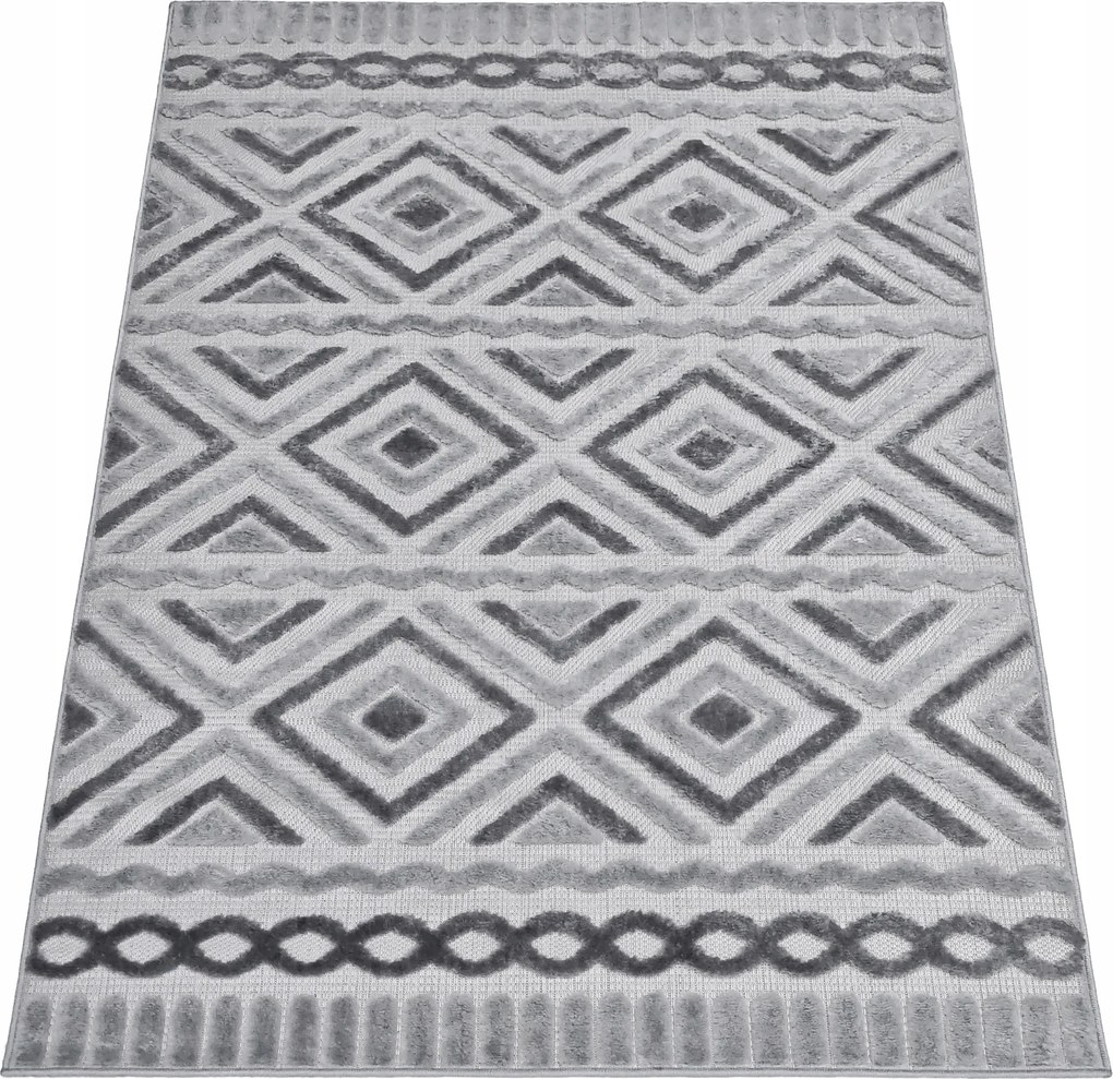 Szőnyeg 200x290 Boho Berber Hálószoba Nappali Szürke Divatos Kétszintes