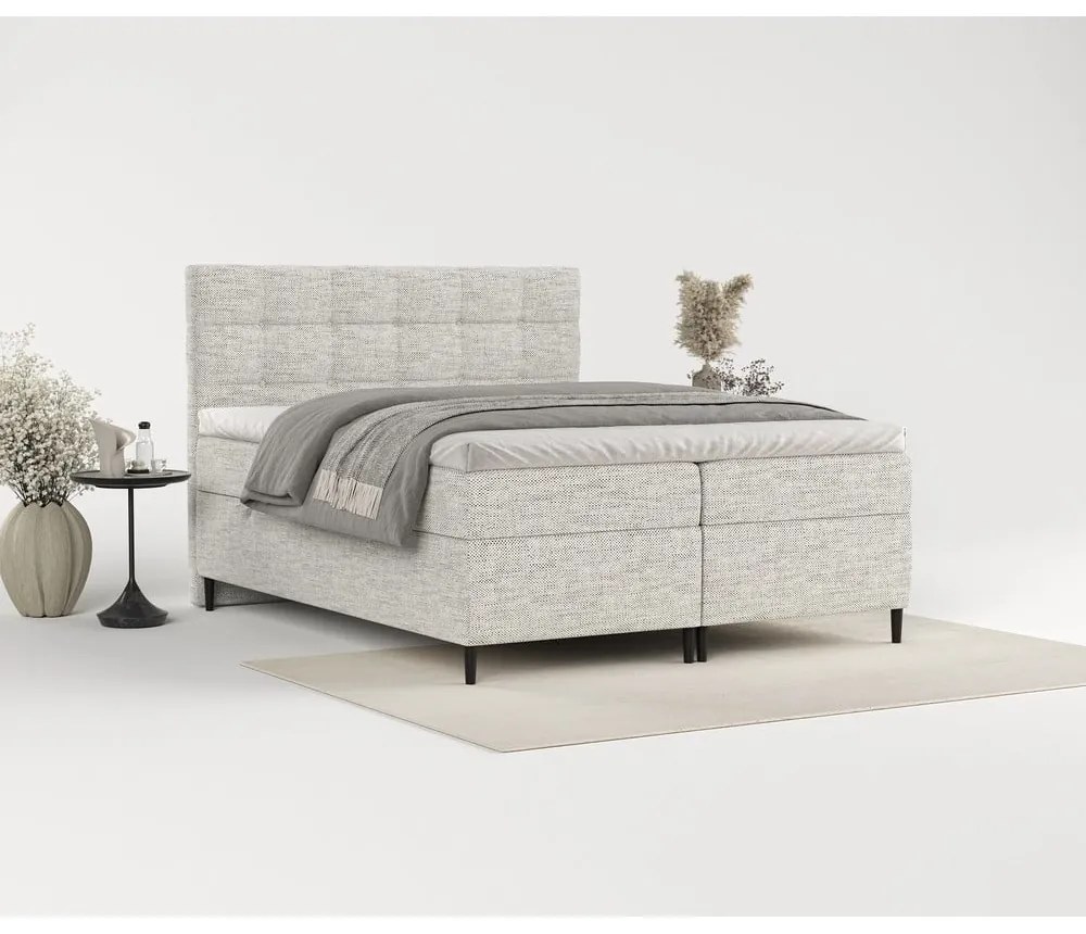Világosszürke ágyneműtartós boxspring ágy 160x200 cm Urbaneo – Maison de Rêve