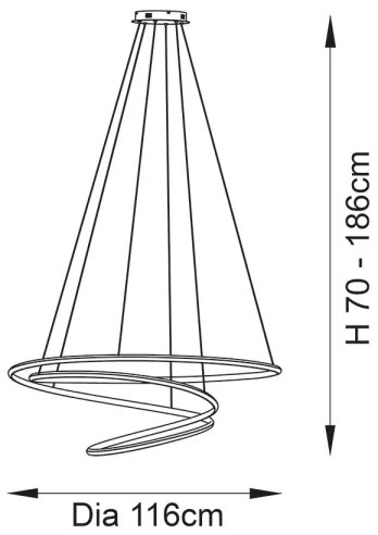 Endon 97645 - LED fényerőszabályozható csillár sodronyon TWIRL LED/131W/230V 3000K arany