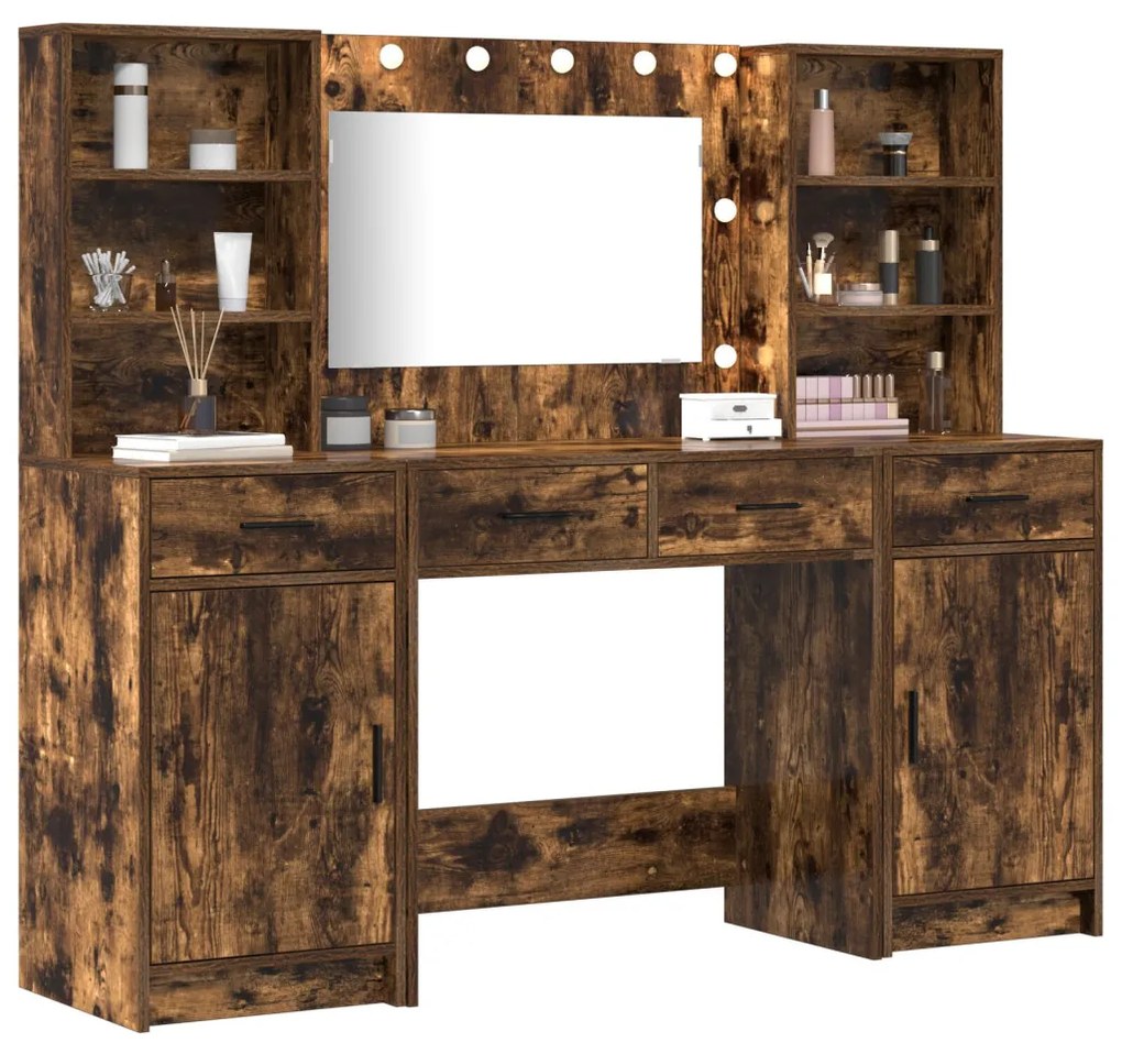 Sminkasztal Készlet 3 pcs Füstölt tölgy 78.5 x 41 x 135 cm