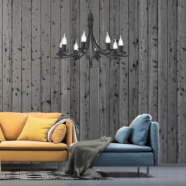 Csillár láncon LUCY 8xE14/60W/230V fekete