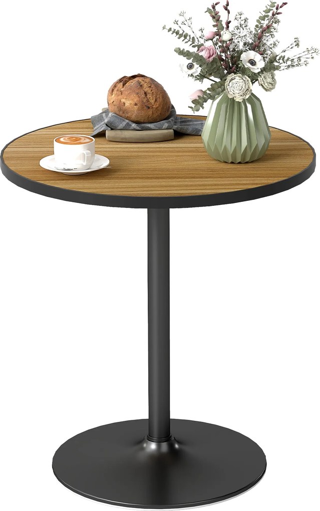 HOMCOM Kerek Étkezőasztal, Modern Étkezőasztal Fa Hatású Lappal 4 Fő Részére, Kávézóasztal Nappaliba, Ø70 x 76 cm, Tölgy | Aosom