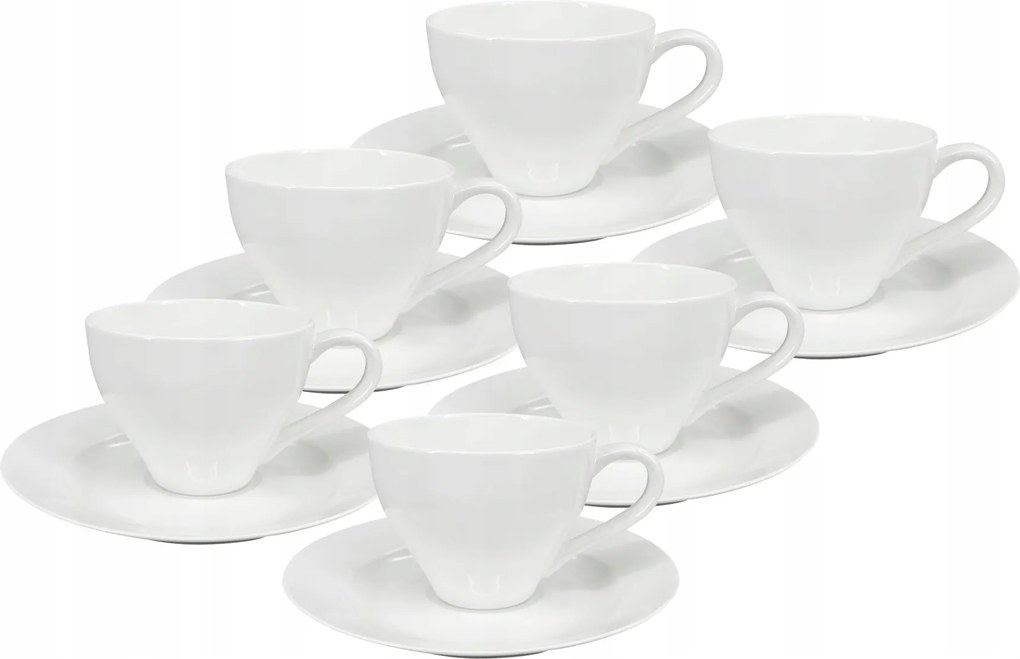 6 darabos Elano porcelán csésze és csészealj készlet, 200 ml, fehér
