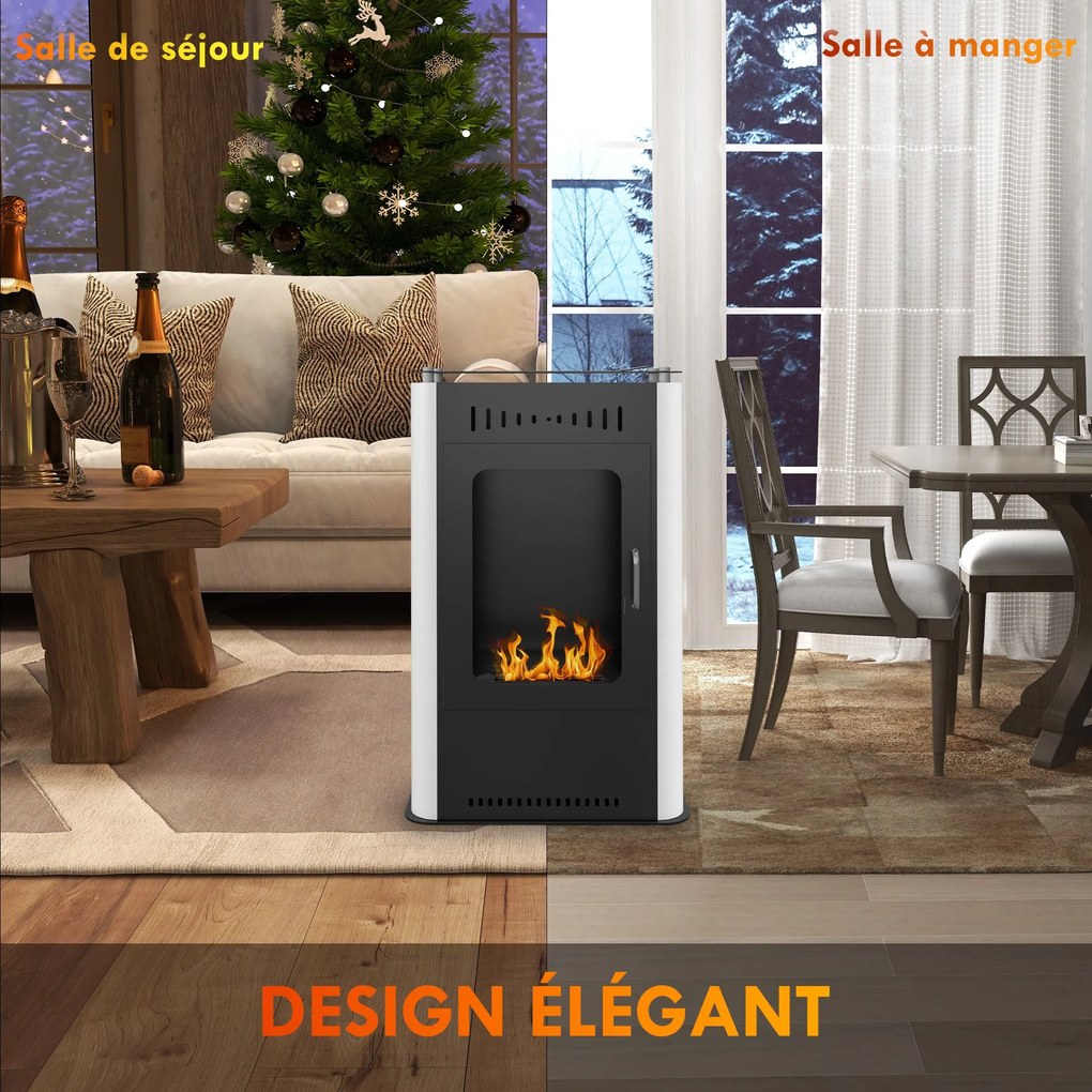 HOMCOM Modern Tervezésű Etanol Kandalló 1.2L Tartállyal, Kb. 3 óra Égési Idő, 20-25 m² Lefedettség, 50 x 27 x 82 cm Fekete | Aosom
