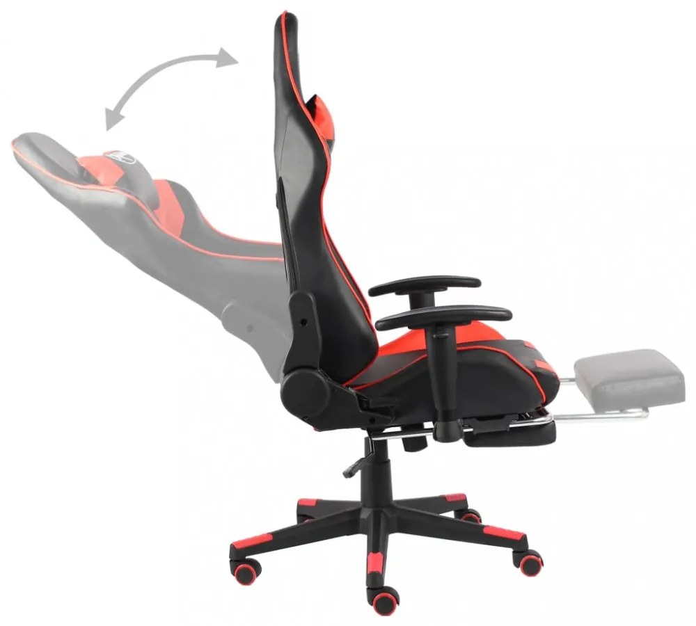 piros PVC forgó gamer szék lábtartóval