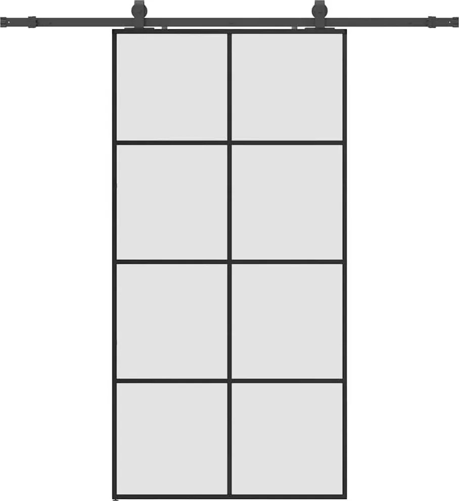vidaXL fekete ESG üveg tolóajtó fémszerelvény-szettel 102,5x205 cm