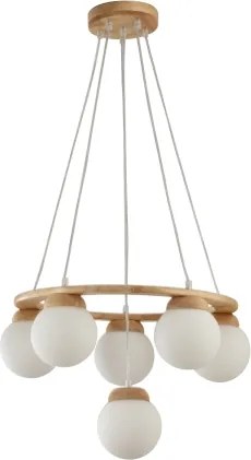 Brilagi - VISBY WOOD zsinóros függeszték 6xE27/60W/230V, átm. 58 cm, kaucsukfa