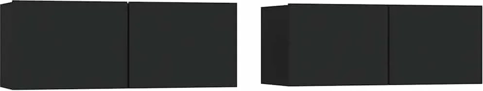 vidaXL 2 db fekete szerelt fa TV-szekrény 80 x 30 x 30 cm