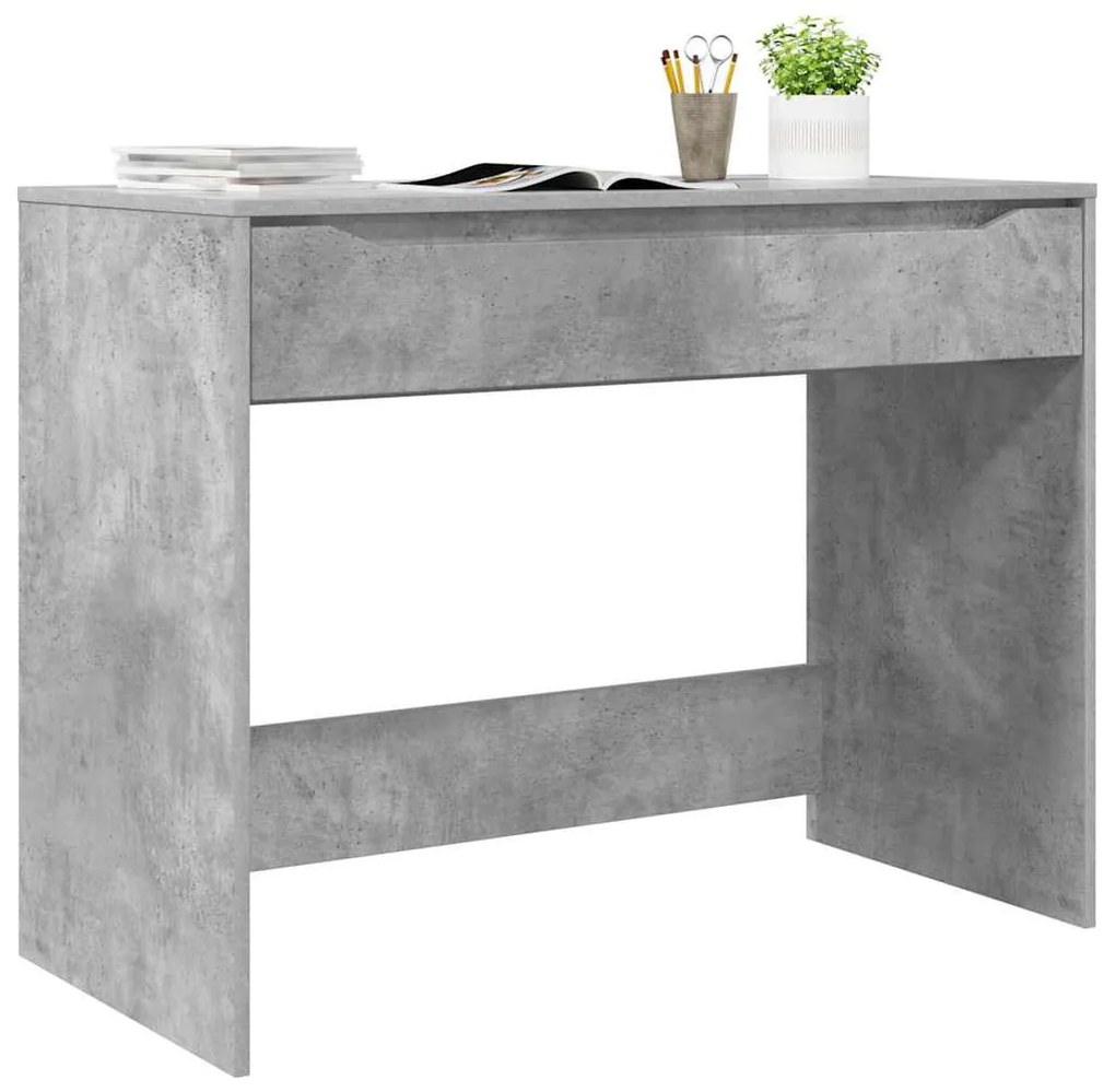 vidaXL Asztal fiókkal tárolóval Beton Szürke 100 x 50 x 78 cm Faanyag