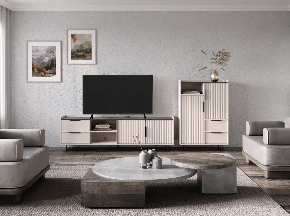 Komód, kasmír/mink arvadonna gesztenye, FRESIO KOM2D2S