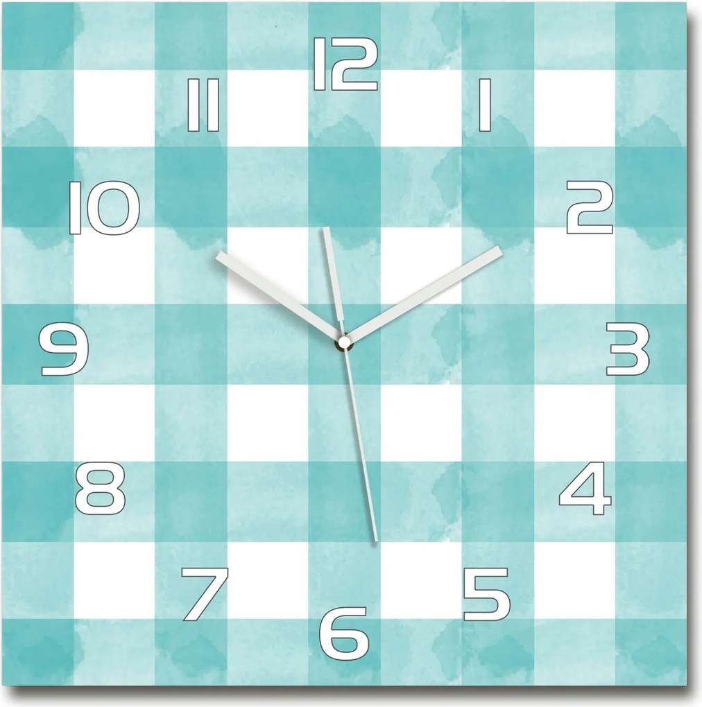Üveg nagy függőóra Kék kockás 60x60cm