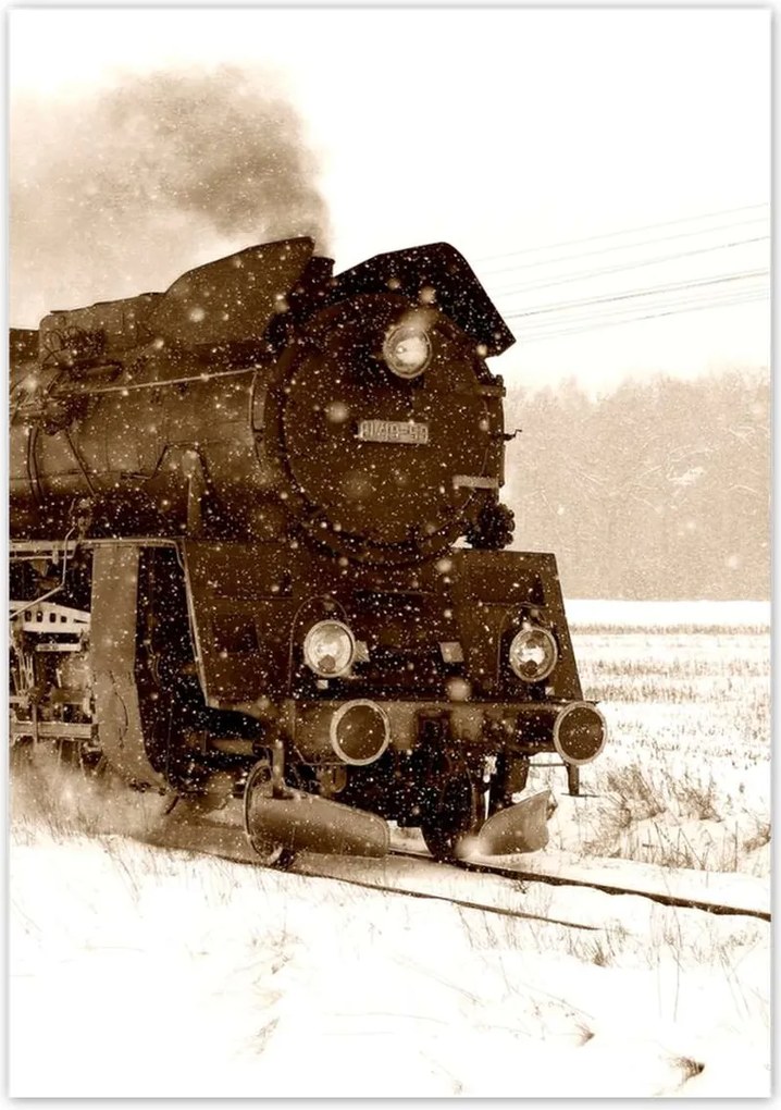 Poszterek 70x100 Gőzmozdony Ol4959 a hóviharban