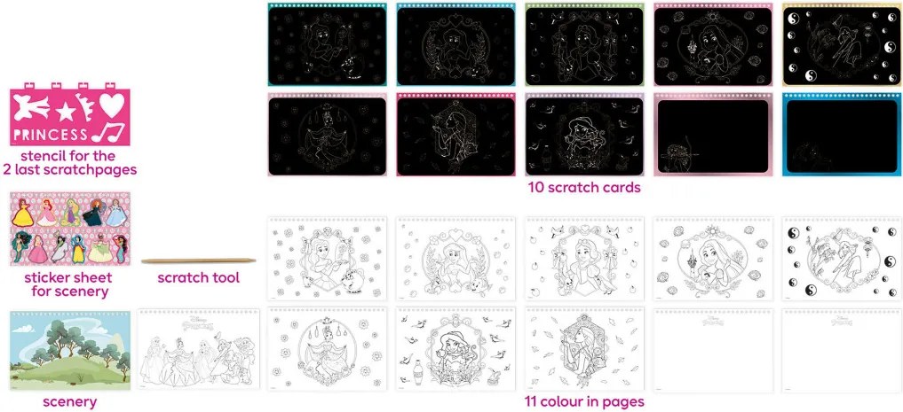 Disney Hercegnők Beauty scratch képkarcoló készlet és activity szett