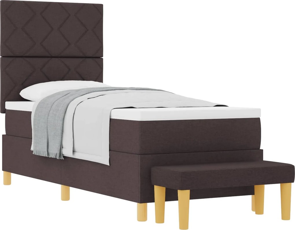 vidaXL Boxrugós ágy matracmal sötétbarna 80 x 200 cm szövet