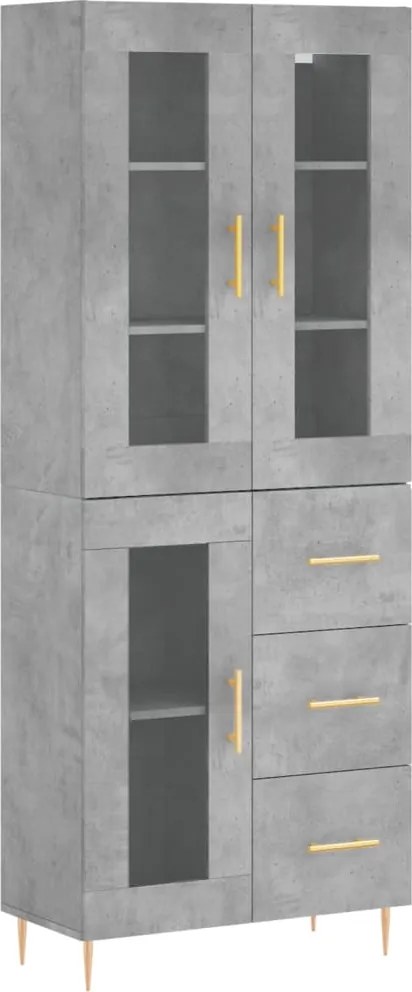 vidaXL betonszürke szerelt fa magasszekrény 69,5 x 34 x 180 cm