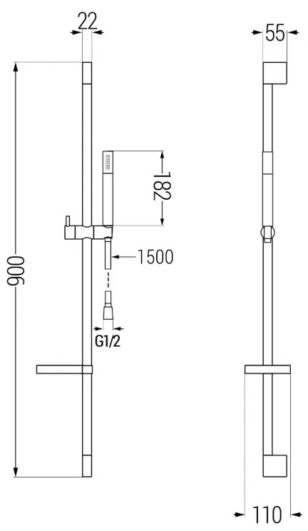 Mexen Zero DS70 fürdőszett, fekete, 7113DS70-70