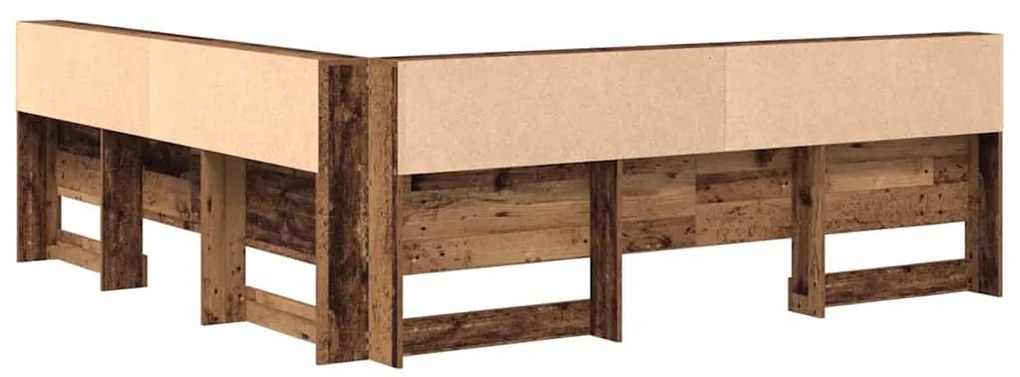 Tároló fejtámla polcokkal fejtámlával Régi fa 200 cm Faanyag