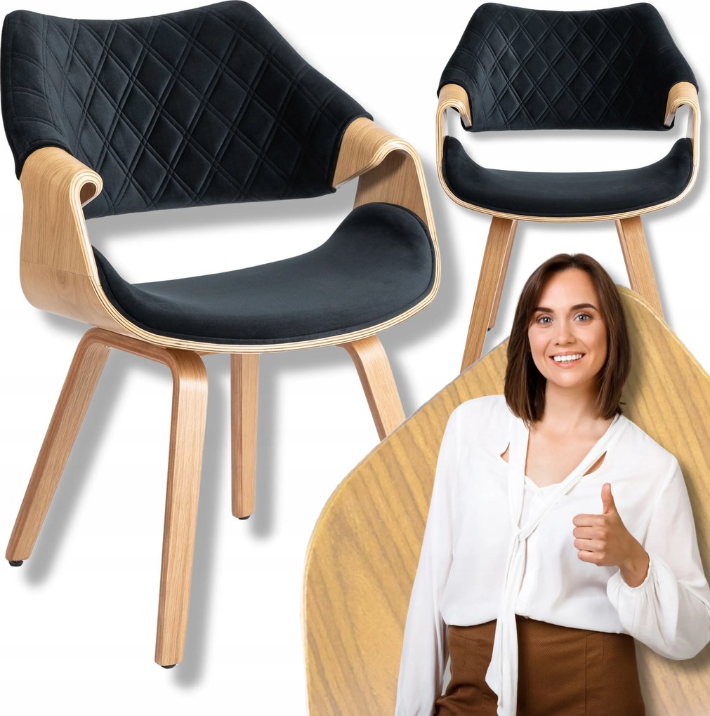 Kárpitozott Fa Étkező Szék Loft Velúr Fekete Luise