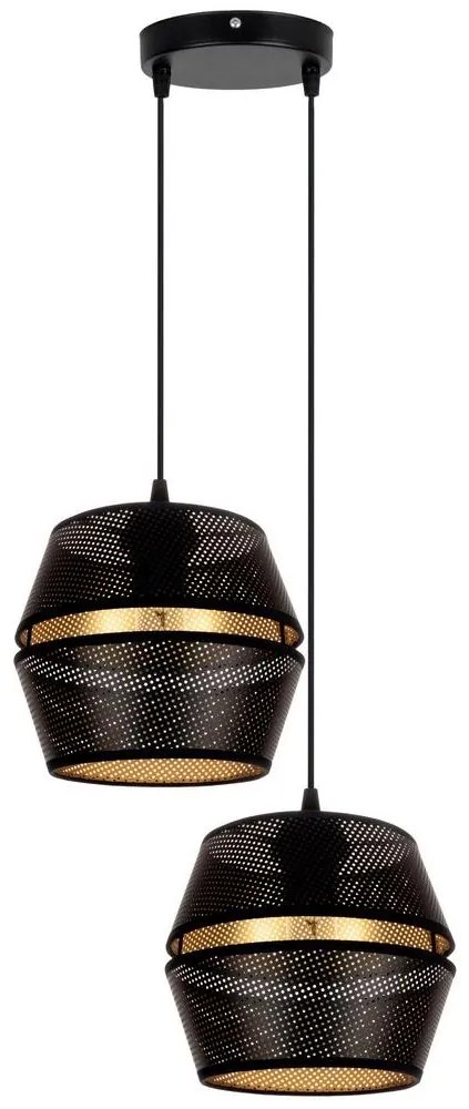 Csillár zsinóron PARIS 2xE27/60W/230V fekete/arany