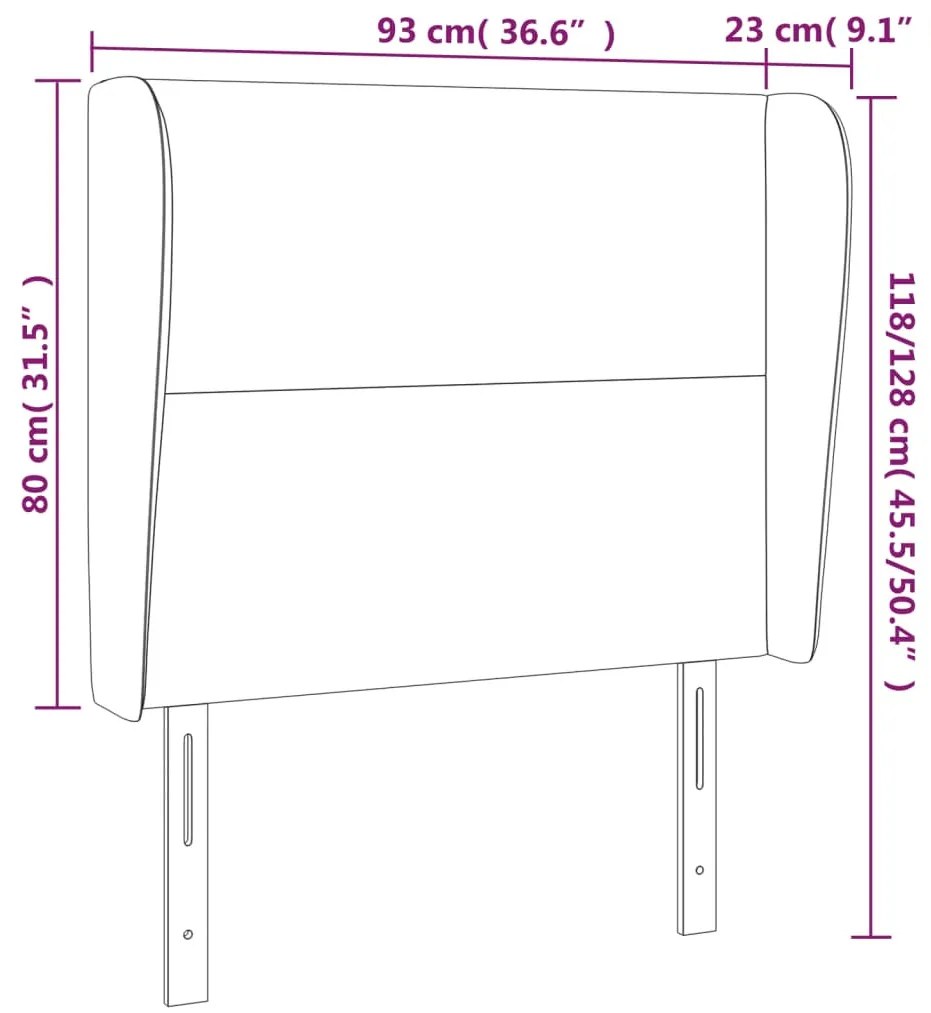 fekete bársony fejtámla szárnyakkal 93 x 23 x 118/128 cm