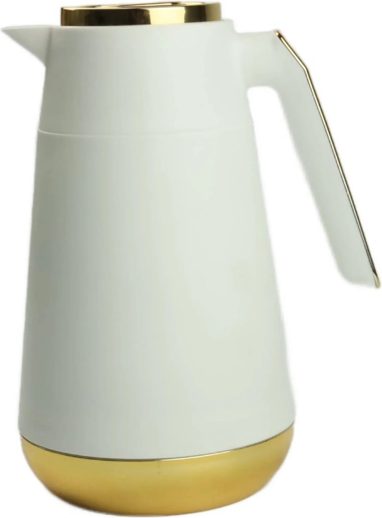 Italos Kancsó Üvegbetéttel, Fedéllel Műanyag Fehér Arany