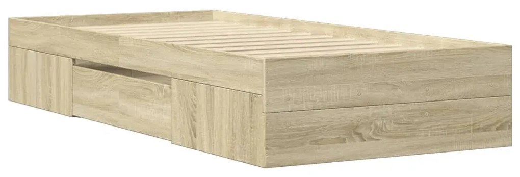 sonoma tölgy színű szerelt fa ágykeret matrac nélkül 100x200 cm