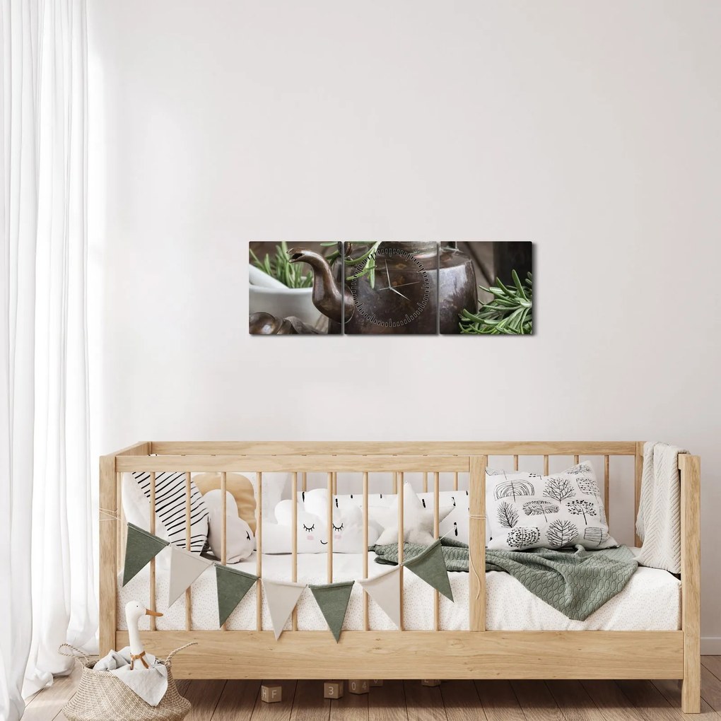 Kép - Teáskanna rozmaringgal (órával) (90x30 cm)