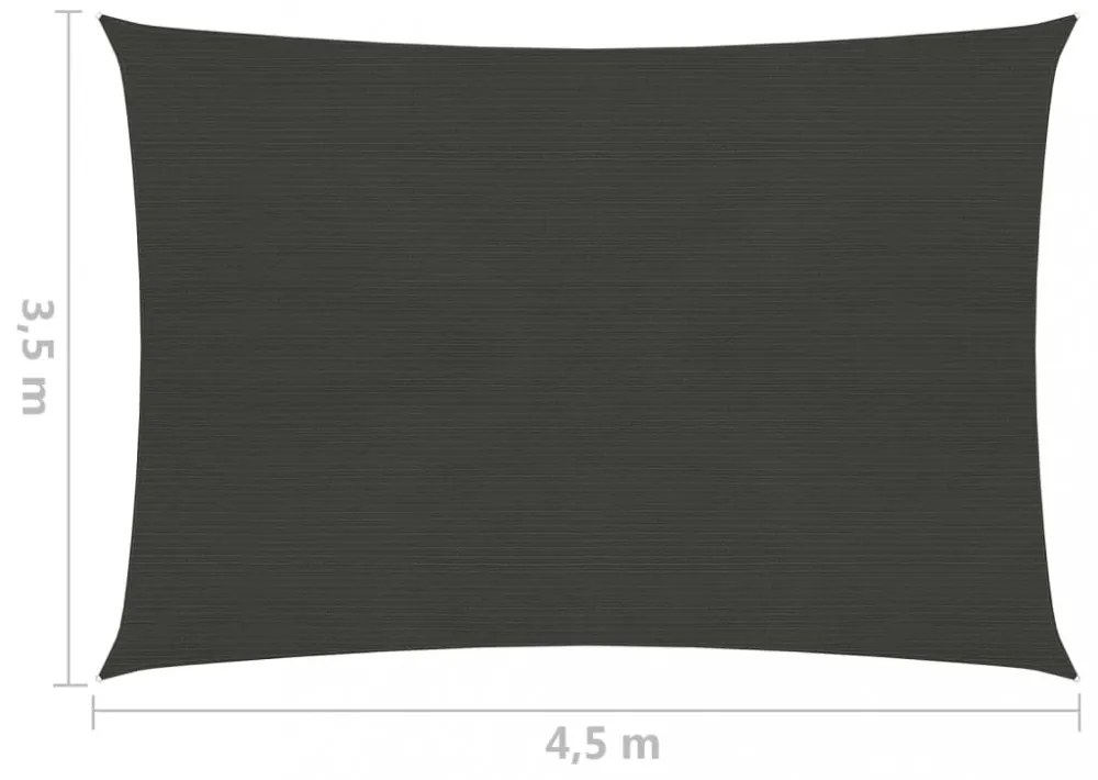 antracitszürke HDPE napvitorla 160 g/m² 3,5 x 4,5 m