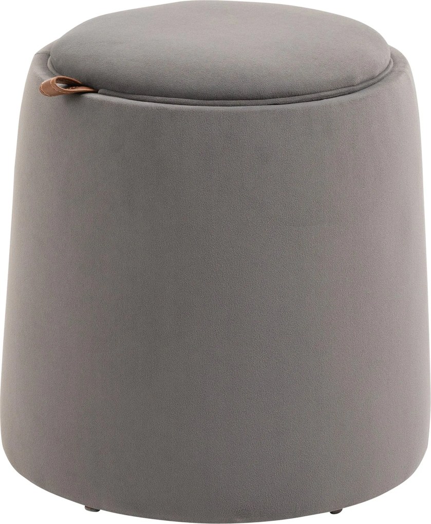 HOMCOM 2 az 1-ben Tároló Puff, Kerek Párnázott Puff Lábpihentető Tárolóval, 44 x 47,5 cm, Sötétszürke | Aosom