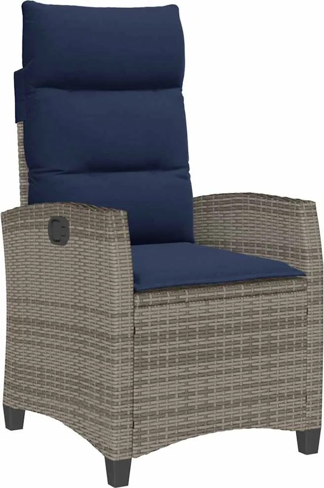 vidaXL szürke polyrattan fekvő kerti szék oldalsó asztallal