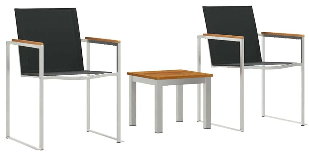 Kültéri étkező szett 3 pcs Barna és fekete Tömör tíkfa