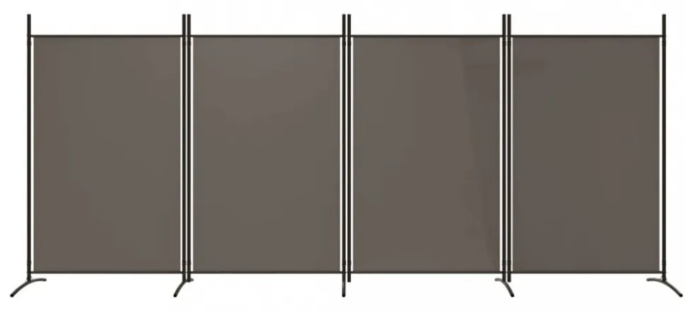 4 paneles antracitszürke szövet térelválasztó 346x180 cm