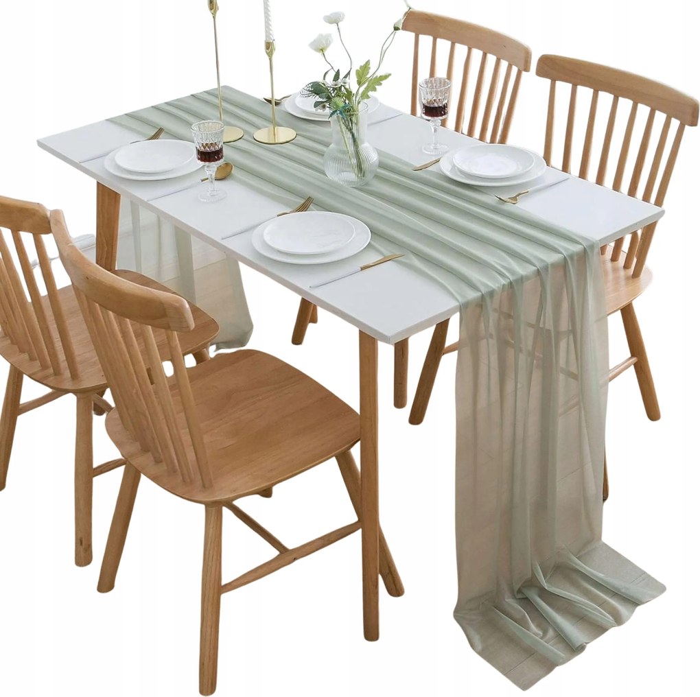 Asztalterítő 4 Méter 70CM Széles Finom Chiffon Zöld Olívazöld Szín