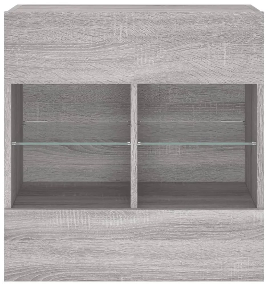 szürke sonoma színű fali TV-szekrény LED-ekkel 58,5x30x60,5 cm