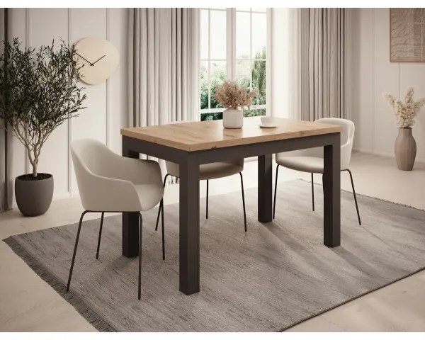 Bővíthető étkezőasztal DOO artisan tölgy/fekete