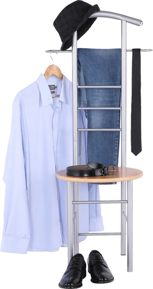 Szobainas, ezüst fém + bükkfa, FRANK