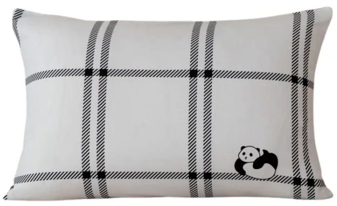 Flanel párnahuzat CUTE PANDA 50x70 cm, fehér
